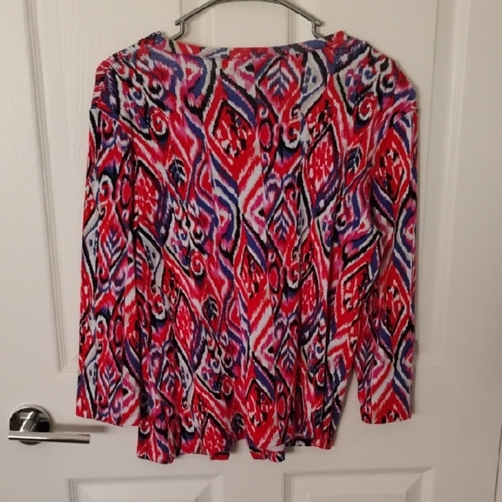 Rafaella Multicolor Abstract Button Down Sweater - image 3